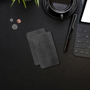 Elegante Black Imitats Vegan Leather Business Card Visitenkarte