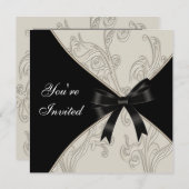 Elegante Black Ivory-Party Einladungen (Vorne/Hinten)