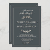 Elegante Black Ivory Wedding Einladung (Vorne/Hinten)