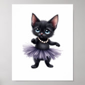 Elegante Black Kitten Ballerina in Lila Tutu Poster (Vorne)