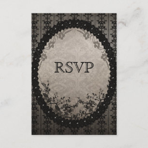 Elegante Black Lace & Sequins UAWG Wedding RSVP Karte