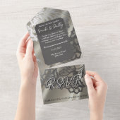 Elegante Black Lace Wedding All In One Einladung (Abreißtisch)