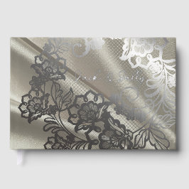 Elegante Black Lace Wedding Gästebuch