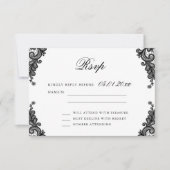 Elegante Black Lace Wedding RSVP Cards (Vorderseite)