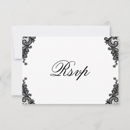 Elegante Black Lace Wedding RSVP Cards Karte (Rückseite)