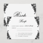 Elegante Black Lace Wedding RSVP Cards Karte (Vorne/Hinten)