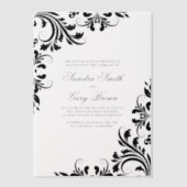 Elegante Black Lace White Damasks Hochzeit Pergament Einladungen (Vorderseite)
