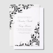 Elegante Black Lace White Damasks Hochzeit Pergament Einladungen (Versetzt)