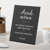 Elegante Black Limited Open Bar Drink Menu Wedding Sockelschild (In SItu)