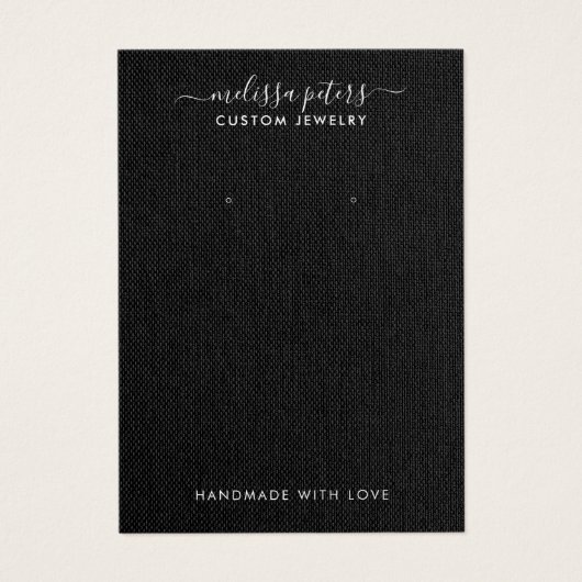 Elegante Black Linen Jewelry Earring Display Card (Vorderseite)