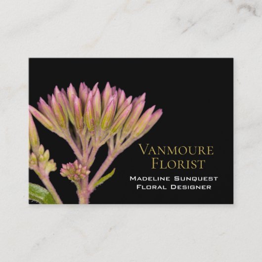 Elegante Black Luxury Pearl Florist Business Card Visitenkarte (Vorderseite)