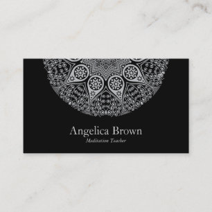 Elegante Black Mandala Business Card   Achtsamkeit Visitenkarte