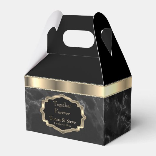 Elegante Black Marble and Gold Fevor Box Geschenkschachtel (Rückseite)