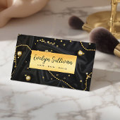 Elegante Black Marble Beauty Salon Business Card Visitenkarte