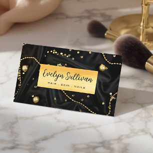 Elegante Black Marble Beauty Salon Business Card Visitenkarte