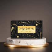 Elegante Black Marble Beauty Salon Business Card Visitenkarte