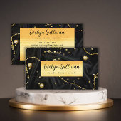 Elegante Black Marble Beauty Salon Business Card Visitenkarte