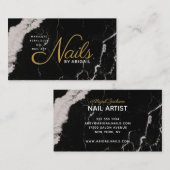 Elegante Black Marble Gold Nails nach "Name" Visitenkarte (Vorne/Hinten)