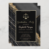Elegante Black Marble Law School Graduation Party Einladung (Vorne/Hinten)