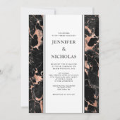 Elegante Black Marble Rose Gold Wedding Einladung (Vorderseite)