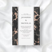 Elegante Black Marble Rose Gold Wedding Einladung