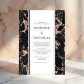 Elegante Black Marble Rose Gold Wedding Einladung