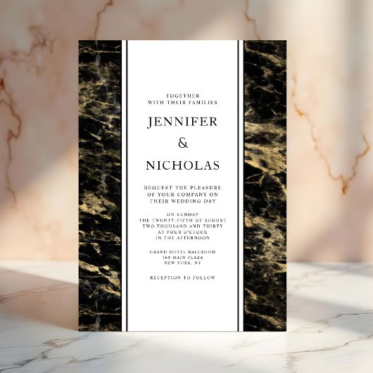 Elegante Black Marble Wedding Einladung
