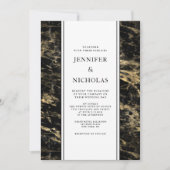 Elegante Black Marble Wedding Einladung (Vorderseite)