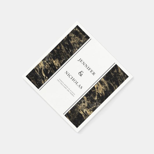 Elegante Black Marble Wedding Serviette (Ecke)