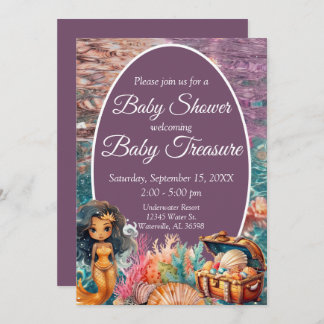 Elegante Black Mermaid Baby Shower Einladung