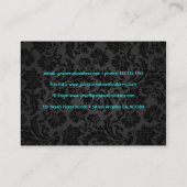 Elegante Black & Metallic Blue Vintag Damasks Visitenkarte (Rückseite)