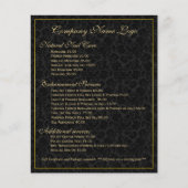 Elegante Black & Metallic Gold Floral Damasks Flyer (Vorne)