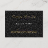 Elegante Black & Metallic Gold Floral Damasks Visitenkarte (Rückseite)