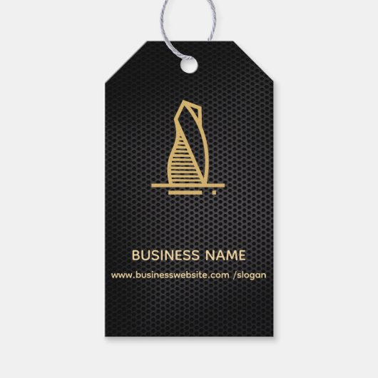 Elegante Black Metallic Real Anwesen Geschenktaste Geschenkanhänger (Vorderseite)