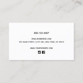 Elegante Black Modern Minimalistisch Business Card Visitenkarte (Rückseite)