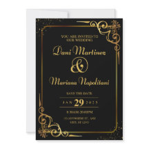 Elegante Black Modern Wedding Invitation Card