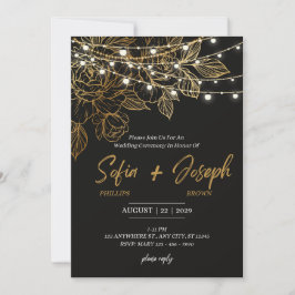 Elegante Black Modern Wedding Invitation Card Einladung