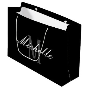 Elegante Black Monogram Large Gift Bag Große Geschenktüte