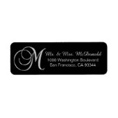 Elegante Black Monogram Letter 'M' Envelope Return (Vorne)