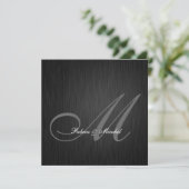 Elegante Black Monogram Wedding Einladung (Stehend Vorderseite)