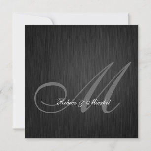 Elegante Black Monogram Wedding Einladung