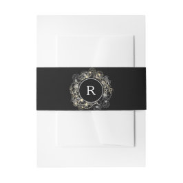 Elegante Black Monogram Wedding Einladungsbanderole