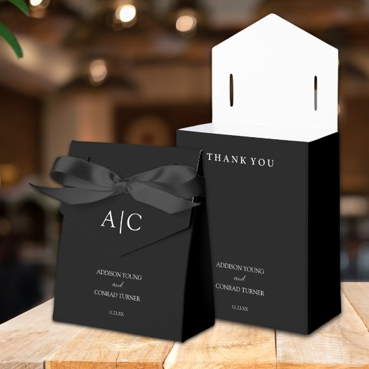 Elegante Black Monogram Wedding Geschenkschachtel