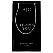 Elegante Black Monogram Wedding Kleine Geschenktüte (Vorderseite)