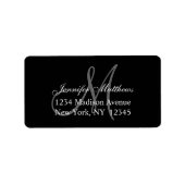Elegante Black Monogram Wedding RSVP Rücksendeadre Adressaufkleber (Vorne)
