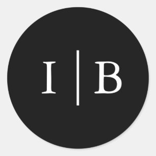 Elegante Black Monogram Wedding Runder Aufkleber