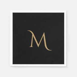 Elegante Black Monogram Wedding Serviette