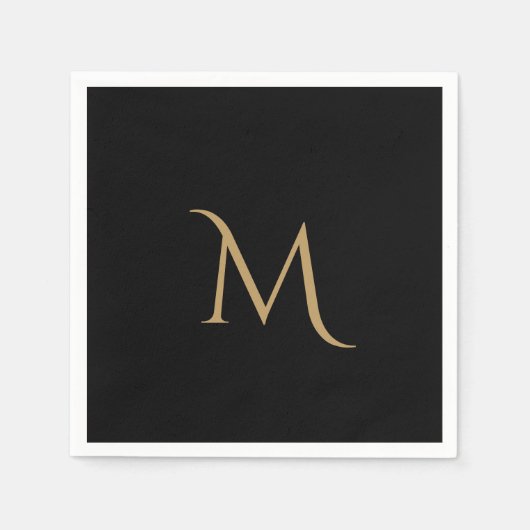 Elegante Black Monogram Wedding Serviette (Vorderseite)