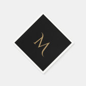 Elegante Black Monogram Wedding Serviette (Ecke)
