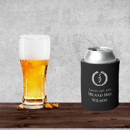 Elegante Black Monogram Wreath Wedding Dosenkühler